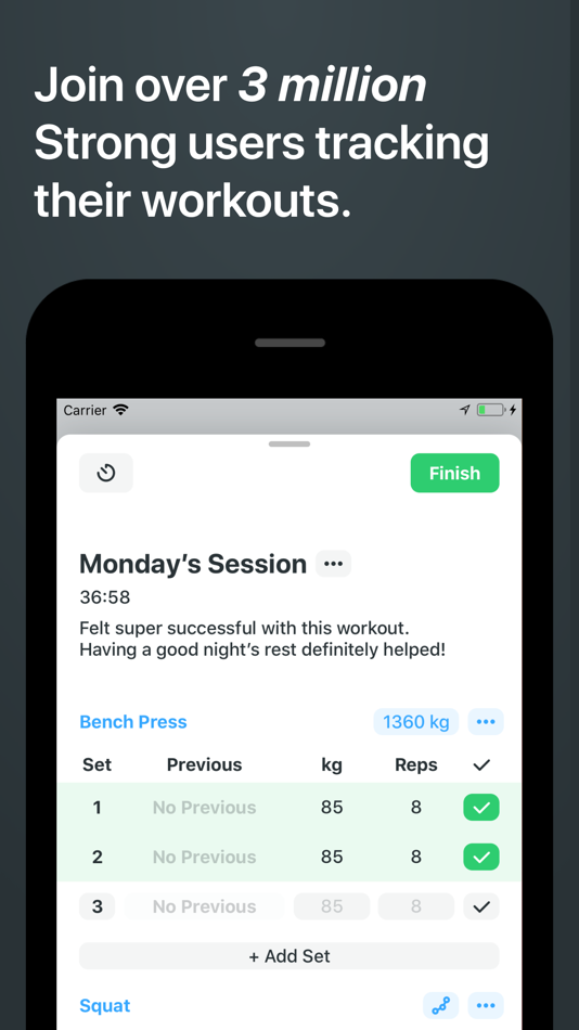 #1. Strong Workout Tracker Gym Log (iOS) 由: Strong Fitness PTE Limited