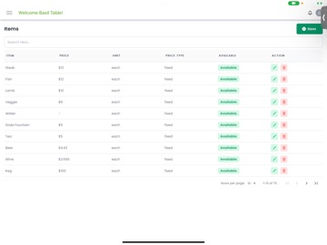 Basil Backoffice iPad screenshot