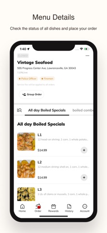 Vintage Seafood screenshot