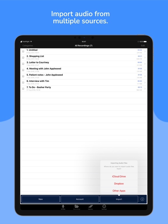 dictate2us Record & Transcribe iPad screenshot 4 - Business app