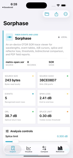Sorphase: OTDR Trace Lab screenshot 1