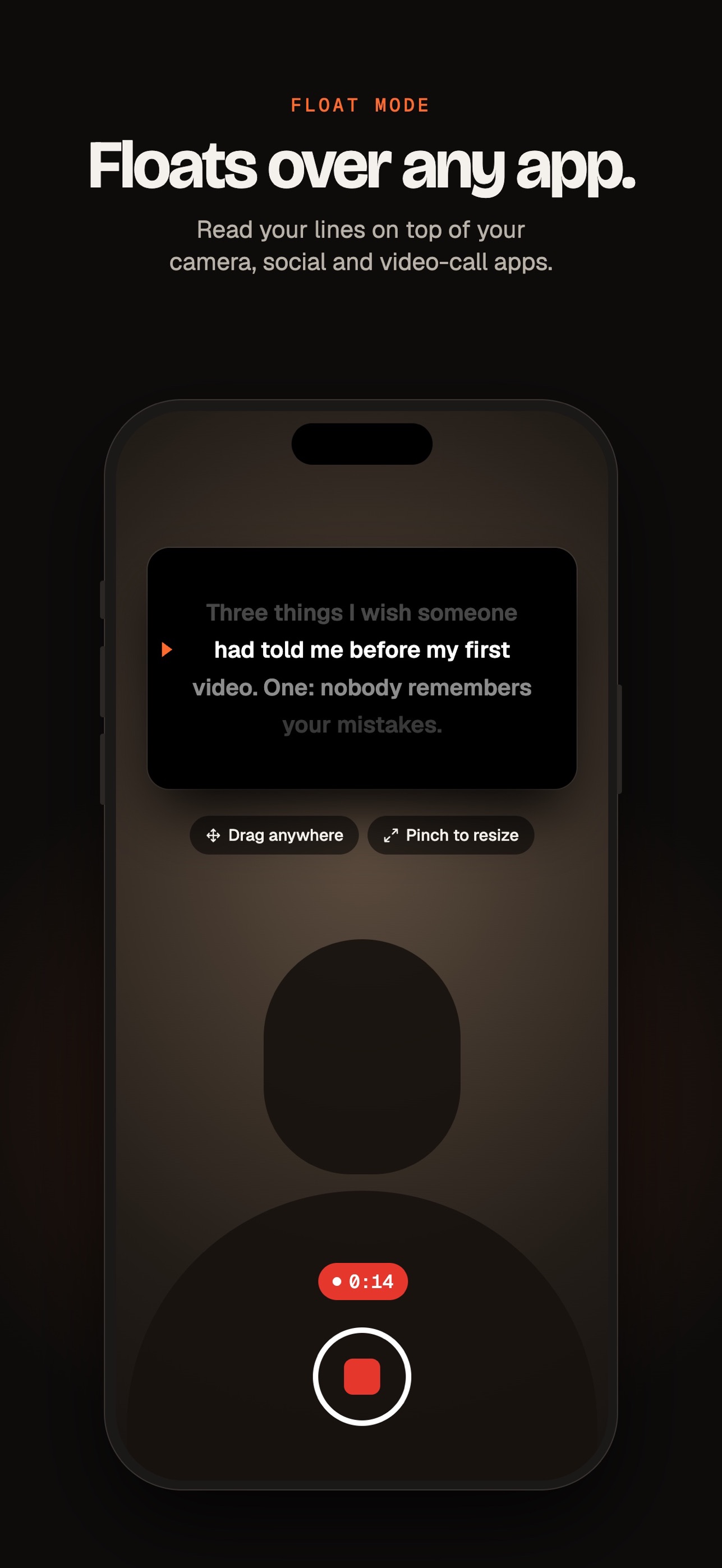 Screenshot 1 of Teleprompter: Float & Record