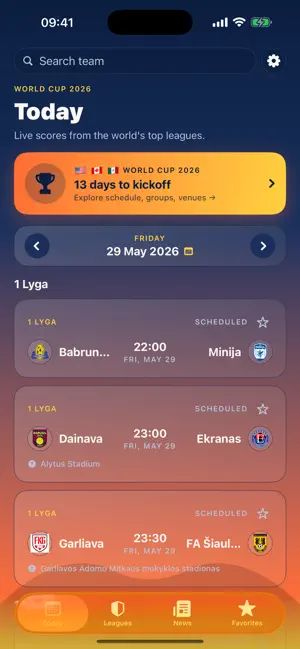 FootyLive: Live Scores & News iPhone screenshot 1