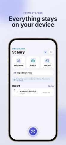 Scanry: PDF Scanner & OCR iPhone screenshot