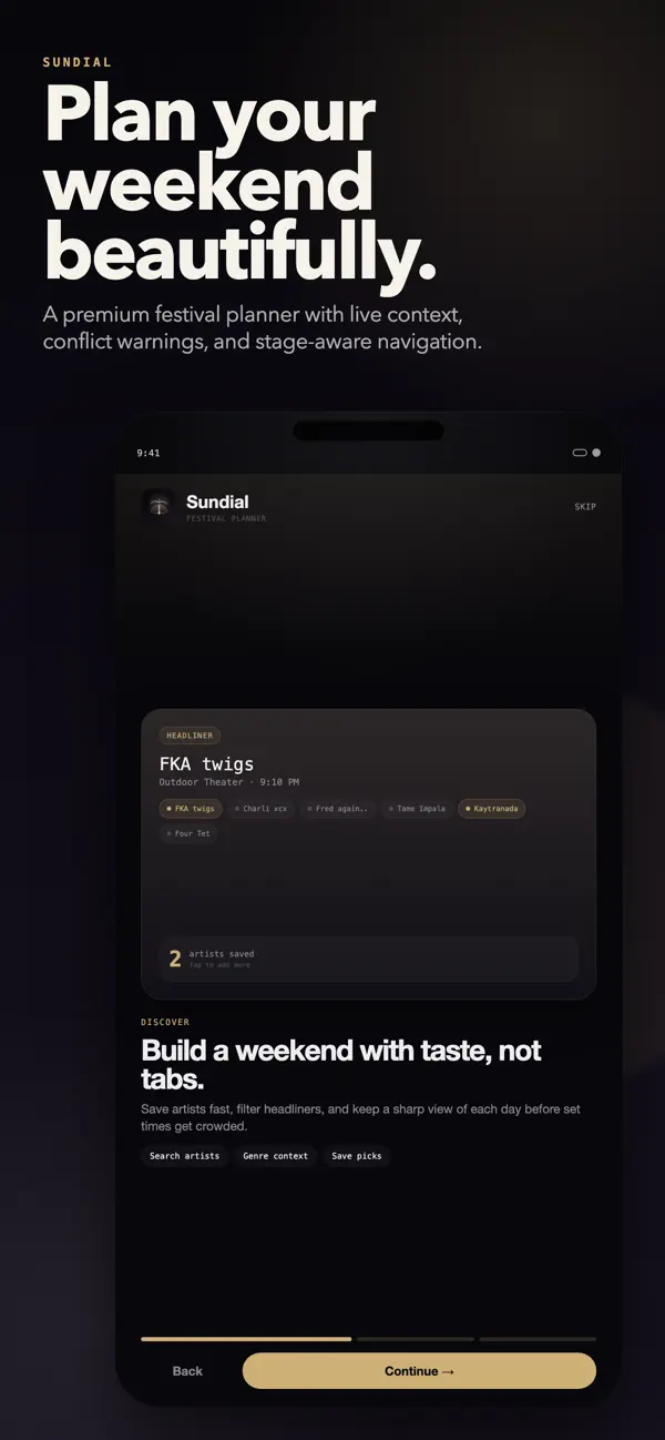Screenshot #1 pour Sundial: Festival Planner