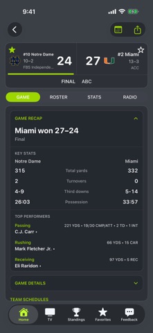 Notre Dame Football iPhone screenshot