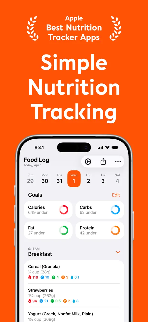 Screenshot #1 pour Foodnoms - Nutrition Tracker