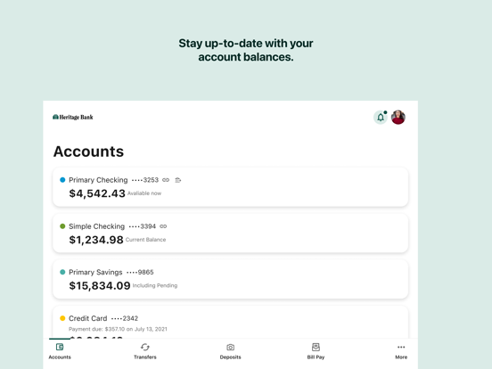 Heritage Bank Digital iPad screenshot 2 - Finance app