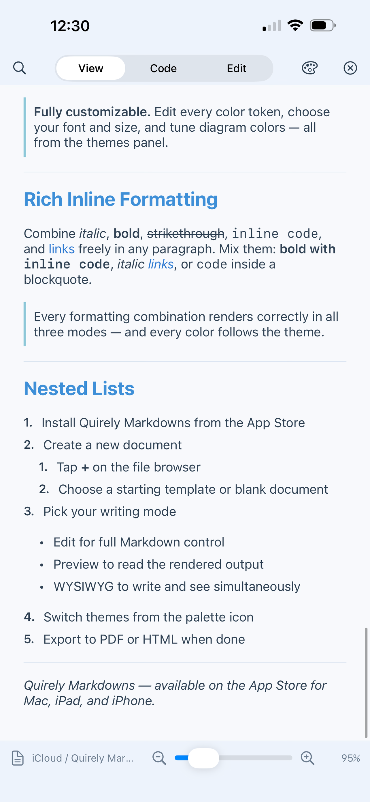 Quirely Markdowns Editor