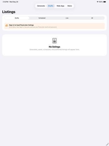 FlowLister AI iPad screenshot