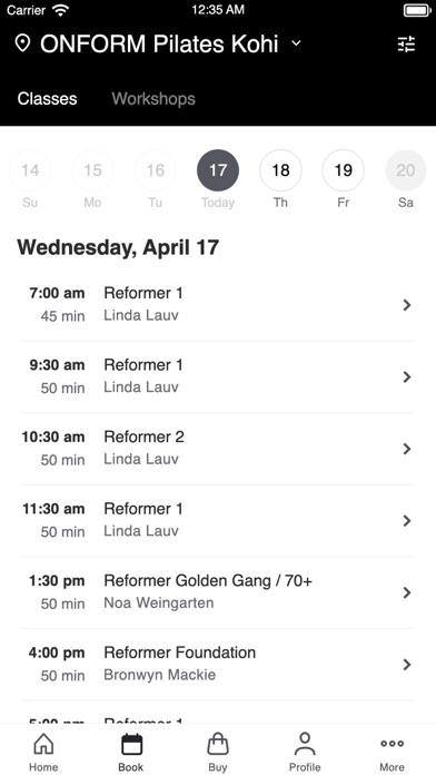 ONFORM Pilates Screenshot