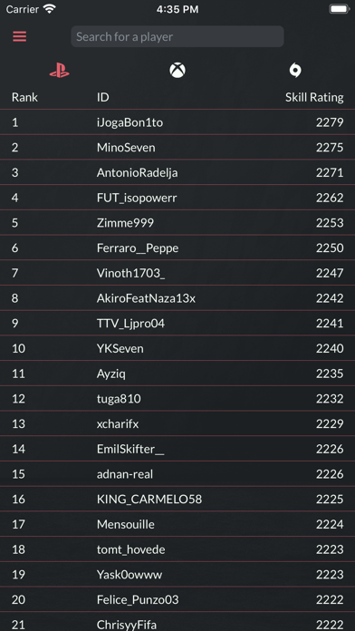 FUT Mind 25 - Players database Screenshot