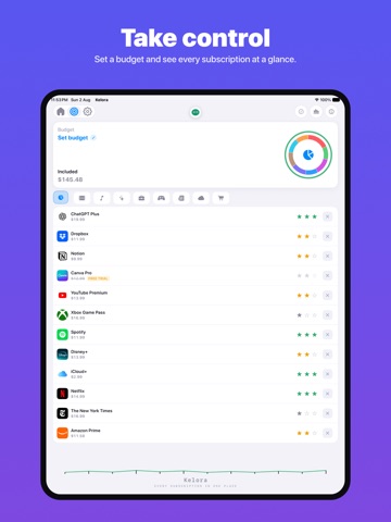 Subscription Tracker: Kelora iPad screenshot