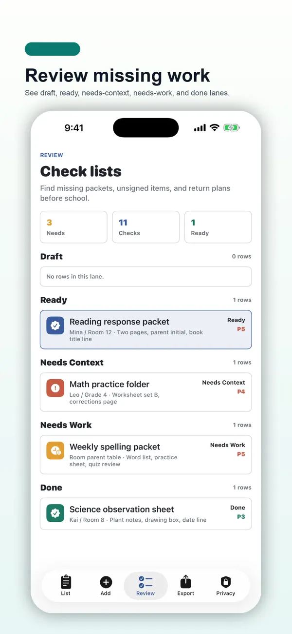 Screenshot #3 pour Homework Packet Return Pad
