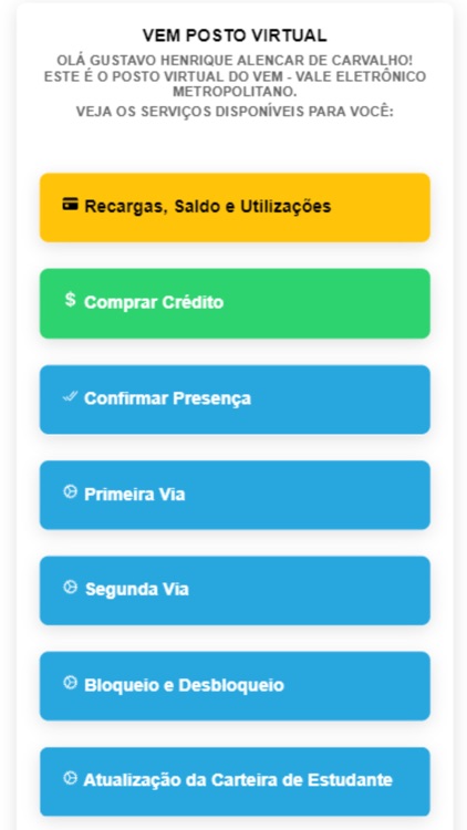 Cartão VEM
