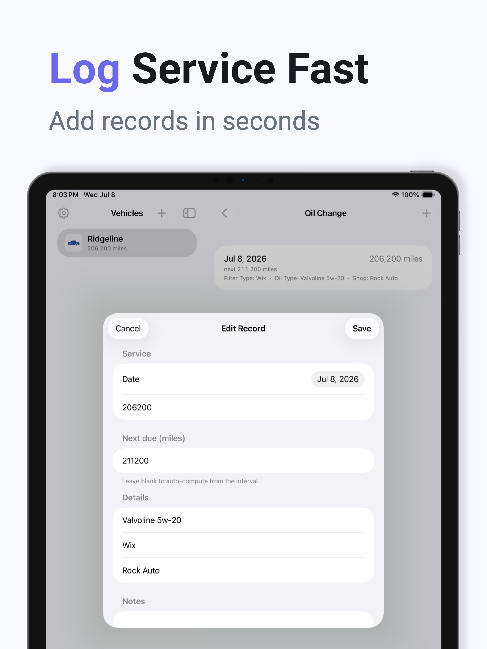 ServiceLog Next screenshot 10