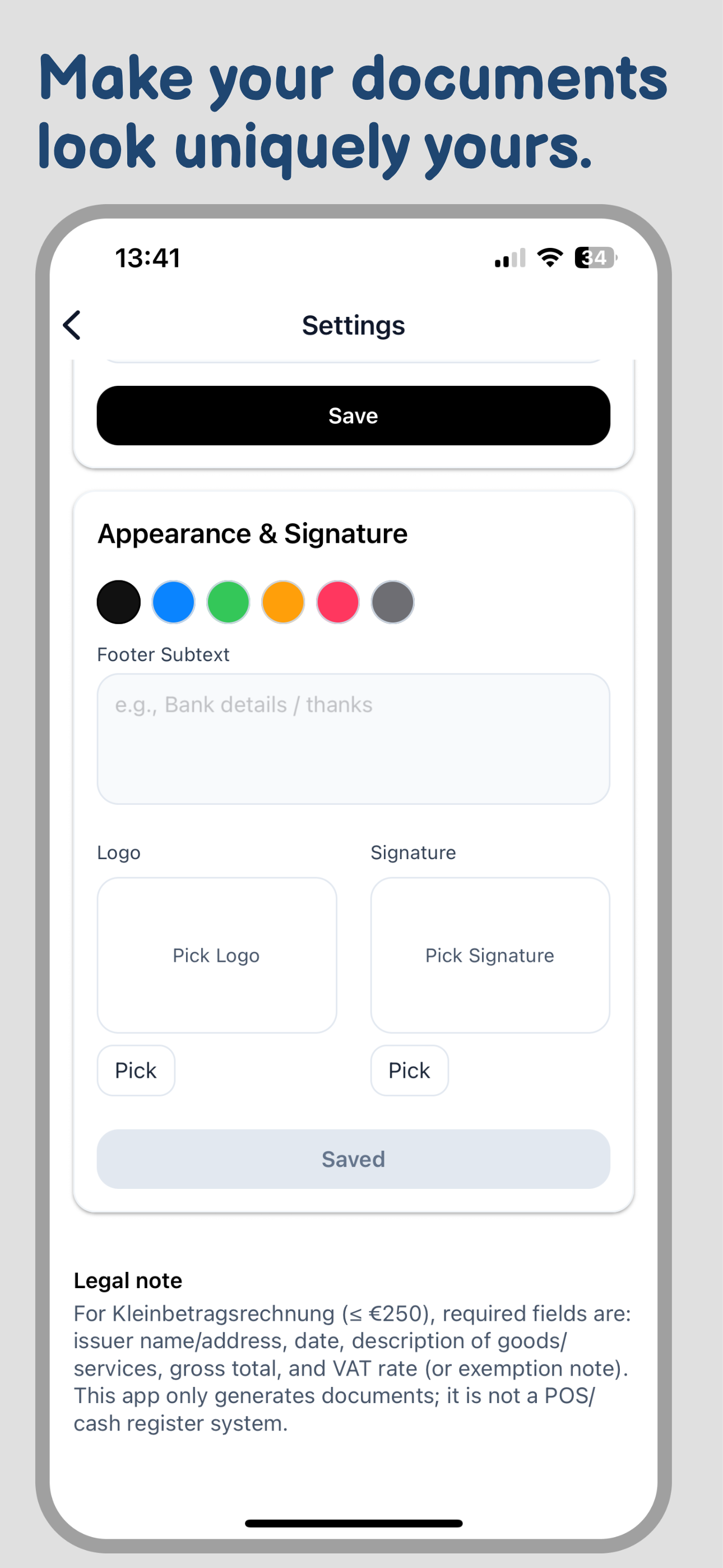 Invoice maker: Kleinquittung