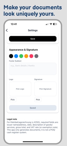Invoice maker: Kleinquittung Screenshot 7 of 8