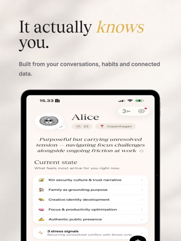 Kin: AI Advisors & Journal iPad screenshot