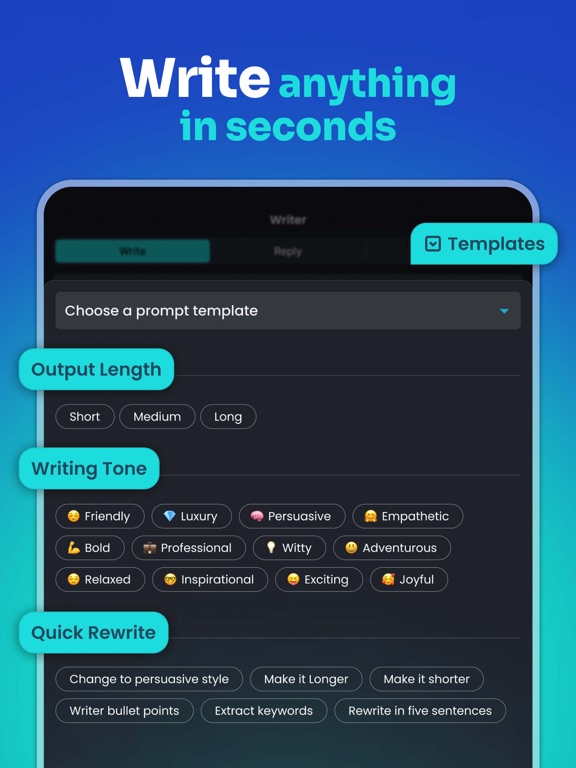 AI Writer: Email Letter Essay iPad screenshot 2 - Reference app