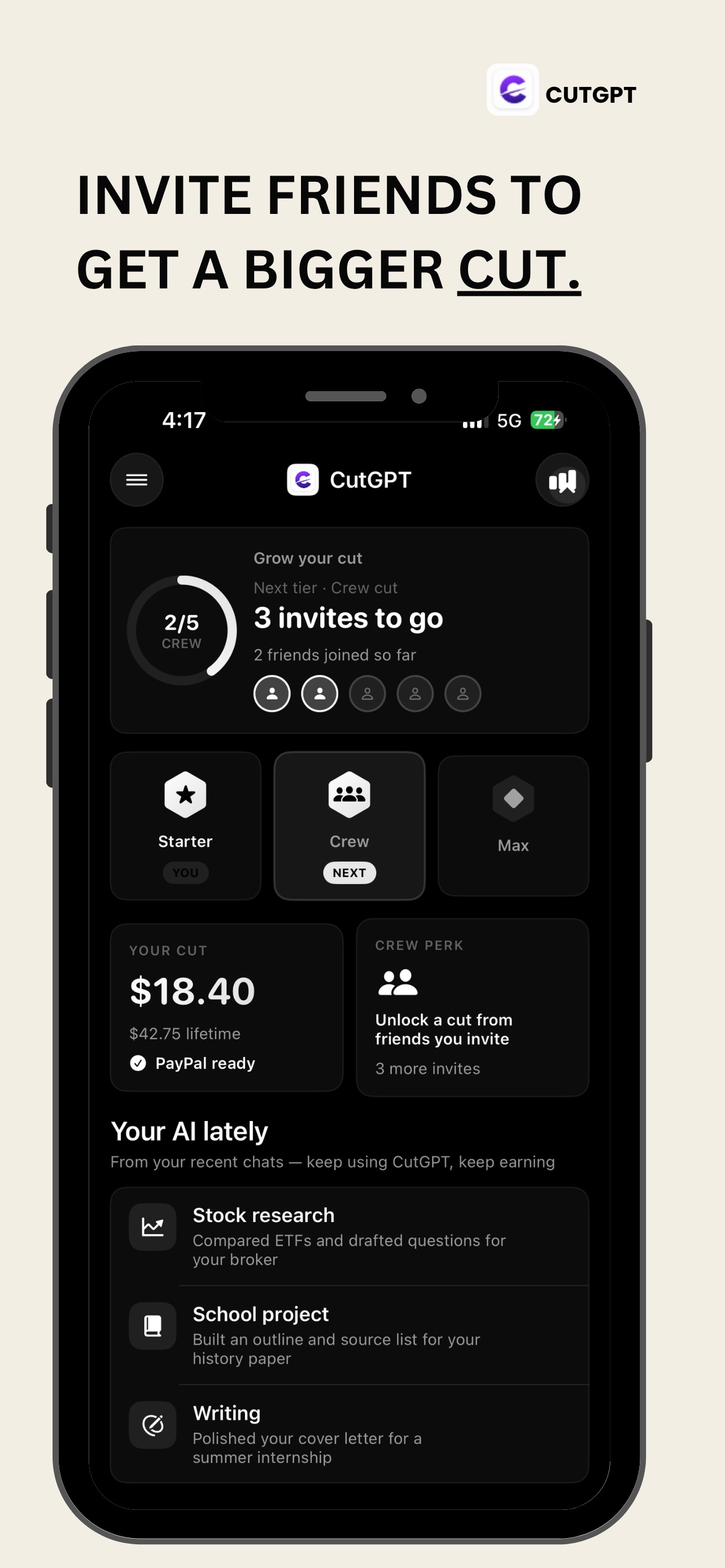 Screenshot 3 of cutGPT - get your cut from AI