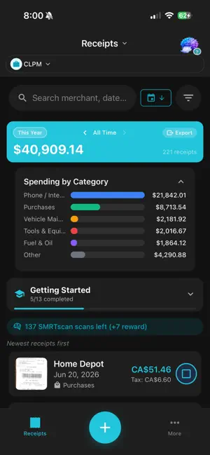 SMRTscan: Receipt Scanner screenshot 1