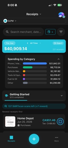 SMRTscan: Receipt Scanner Screenshot 1 of 10