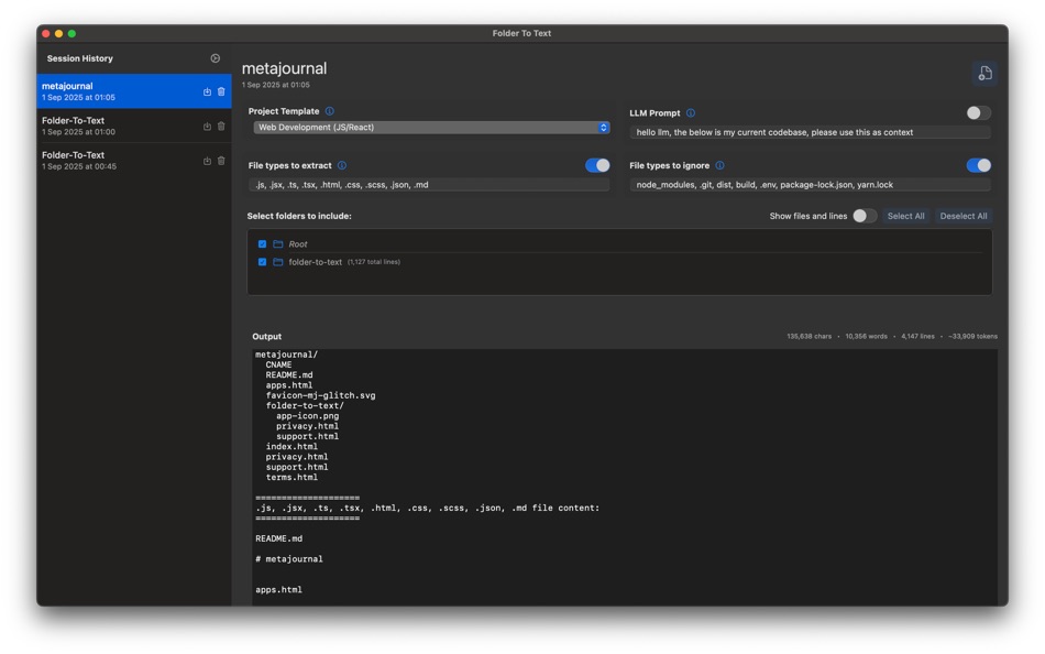 #3. Folder To Text (macOS) 由: metajournal, llc