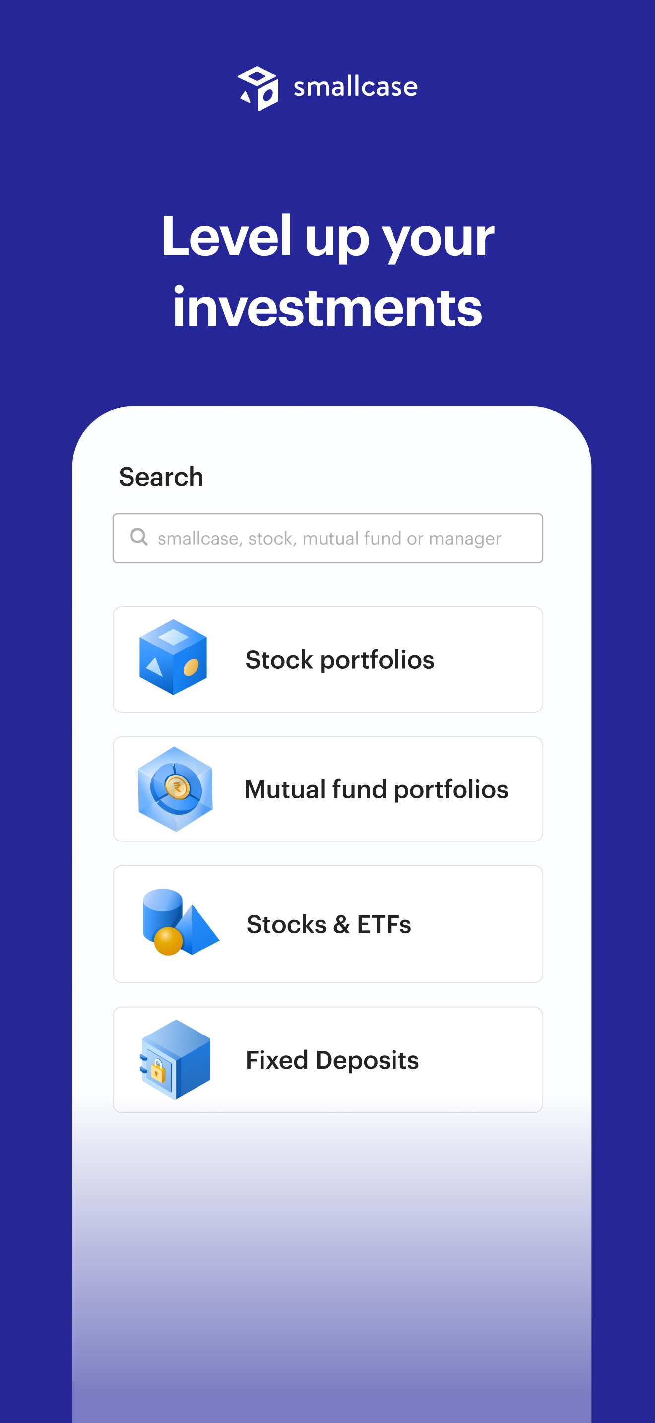 smallcase: Stocks, MFs, FDs