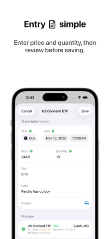 Toffs: Trade & Dividend Log iPhone screenshot