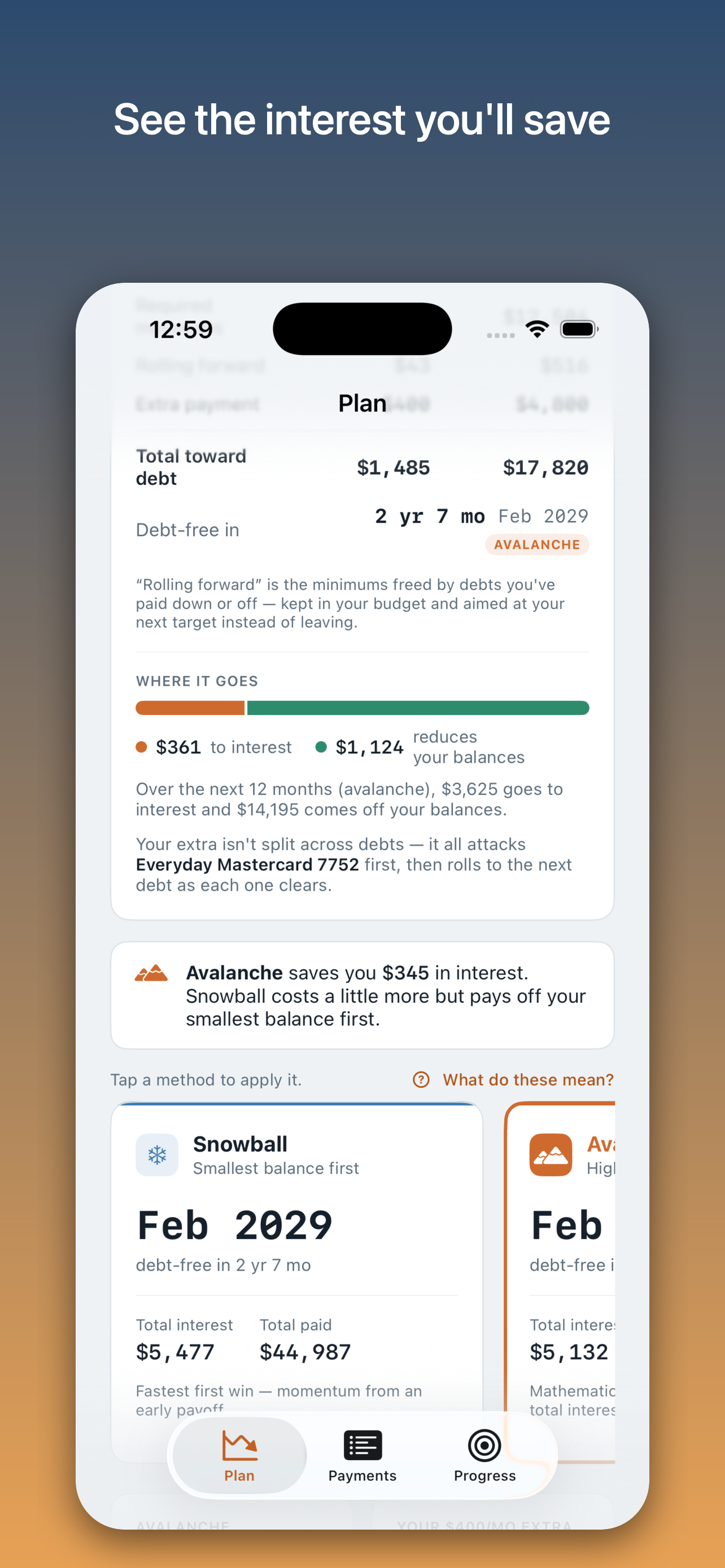 Debt Descent: Payoff Planner screenshot 2