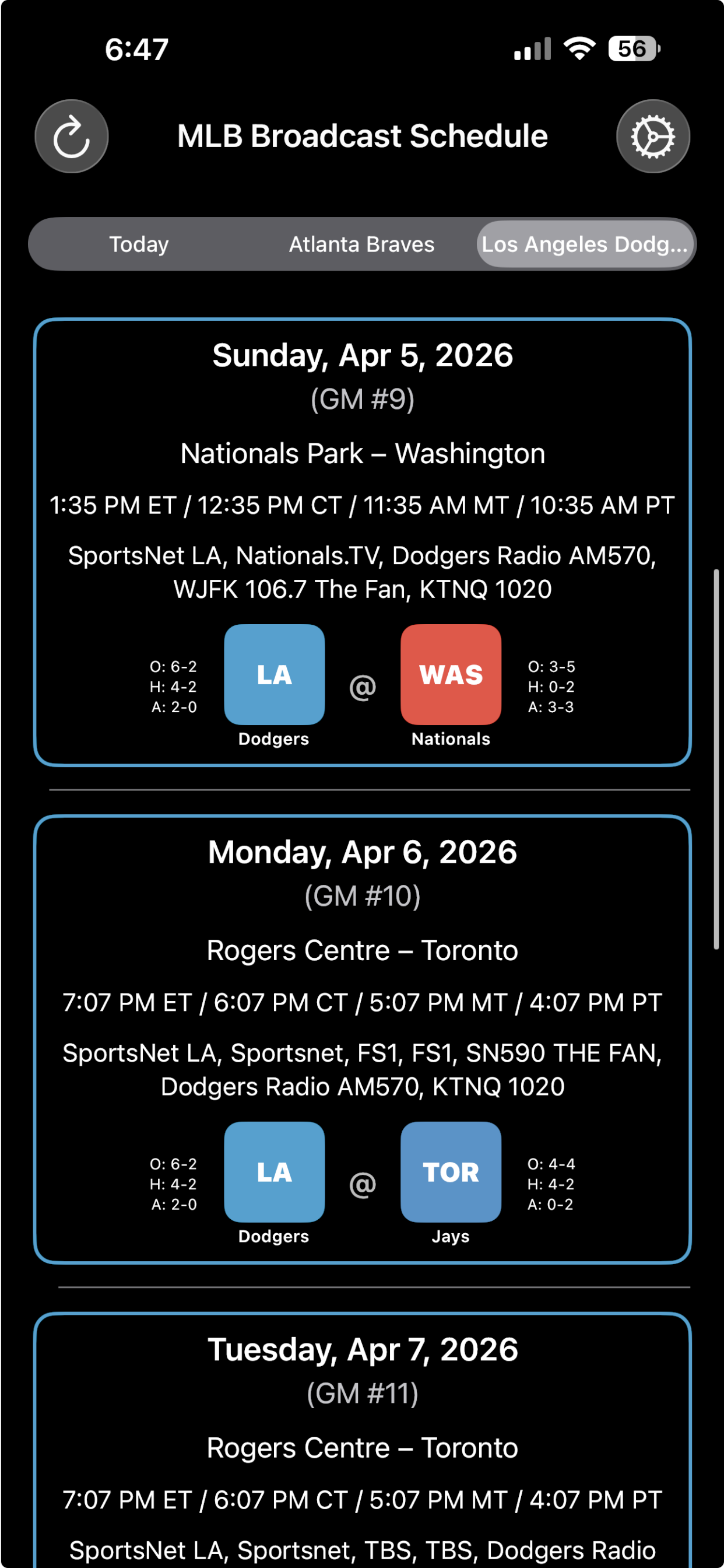 MLB Broadcast Schedule screenshot 5