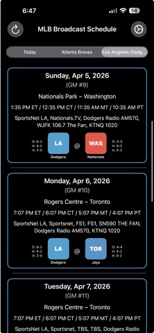 MLB Broadcast Schedule Screenshot 5 of 5