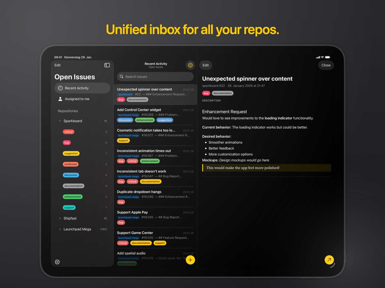 Quick Issues: Fast Git Capture ipad screenshot 1