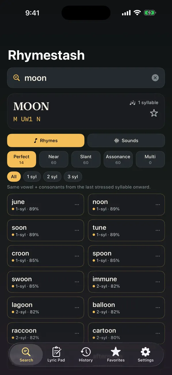 Screenshot #1 pour Rhymestash