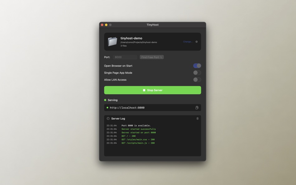 TinyHost (macOS) Von: Conor Hughes