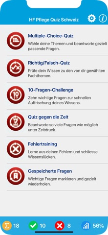 HF Pflege Quiz Schweiz iPhone screenshot