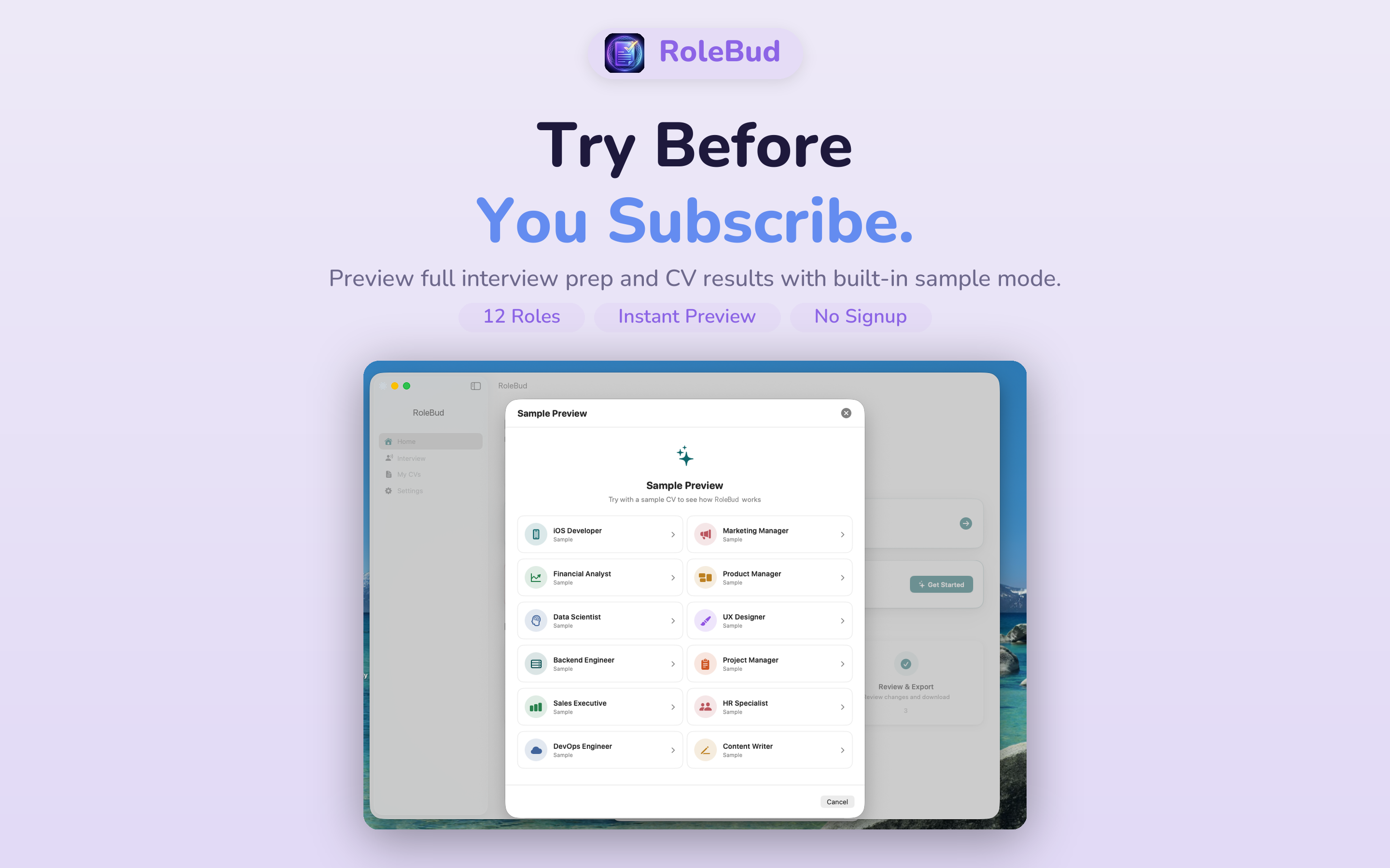 RoleBud — CV & Interview Prep
