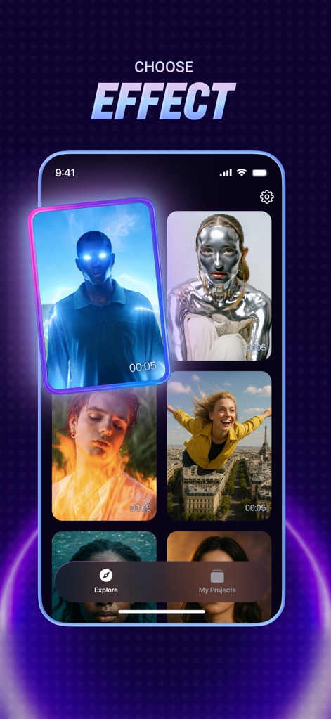 AI Video Generator: Tvorra - Les utilisateurs découvrent une riche bibliothèque de filtres créatifs, chacun présenté avec des aperçus vidéo des effets pour une sélection éclairée.