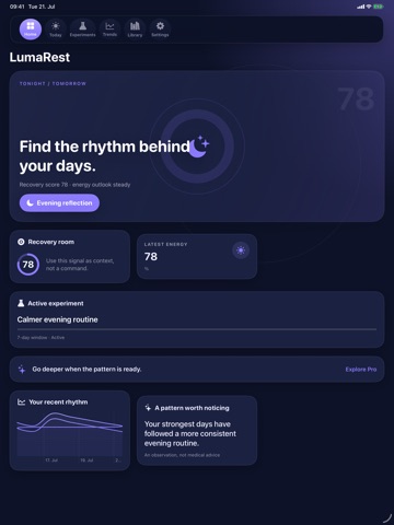 LumaRest: Sleep & Energy iPad screenshot