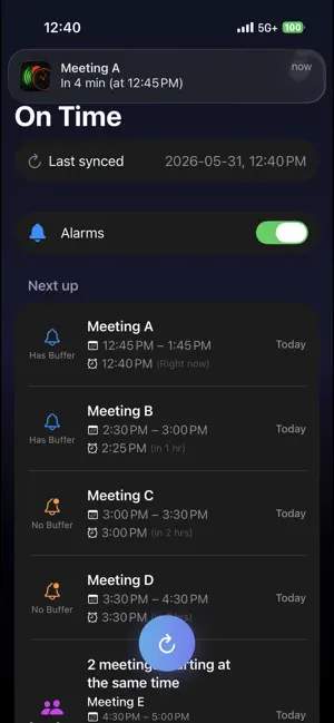 On Time: Meeting Alarms screenshot 1