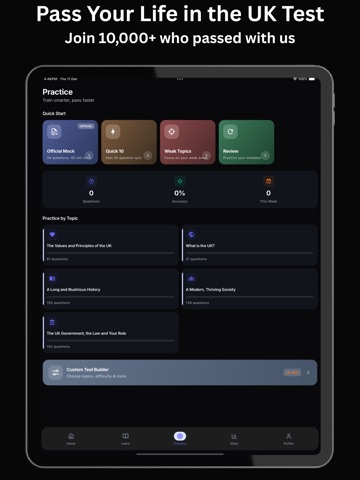 Life in the UK Test 2026 App iPad screenshot