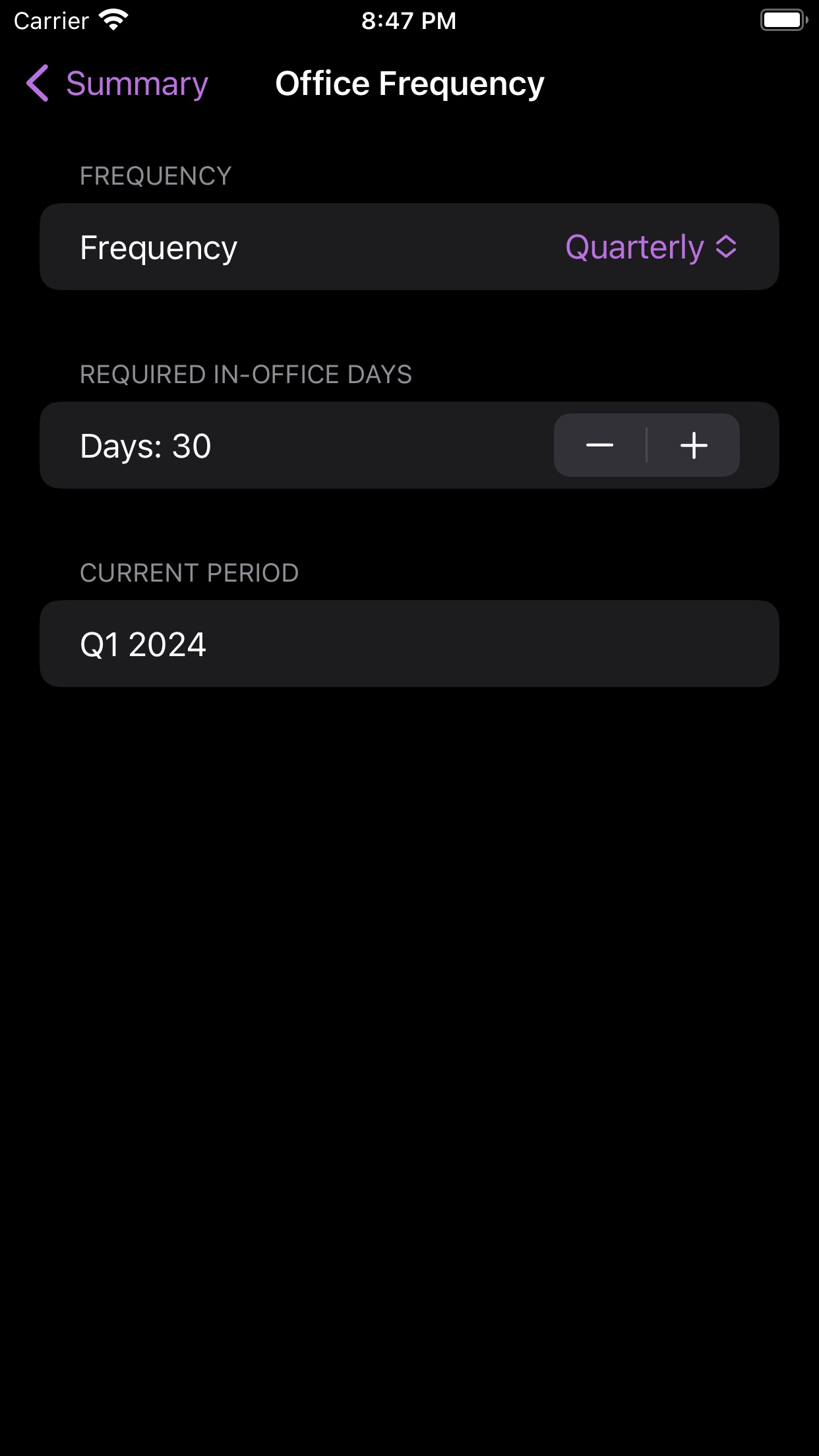 Screenshot do app Lanyard: Hybrid Work Log