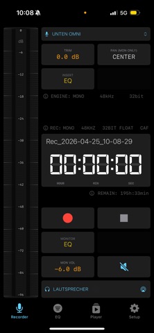 BPV Audio Recorder iPhone screenshot