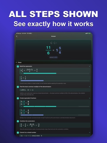 FractionSolver: Math Step Calc iPad screenshot