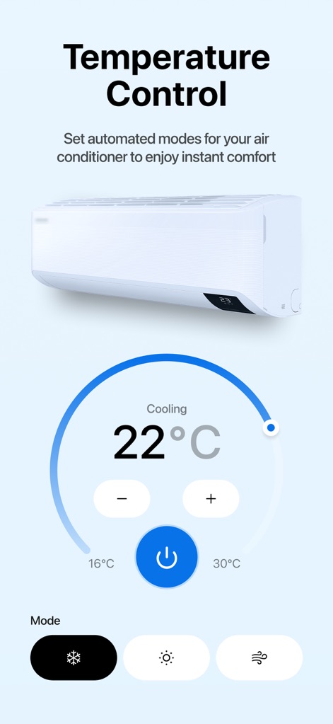Smart Things: Remote Control - This tool provides precise temperature adjustments with a clear circular dial and offers multiple mode settings for optimal comfort.