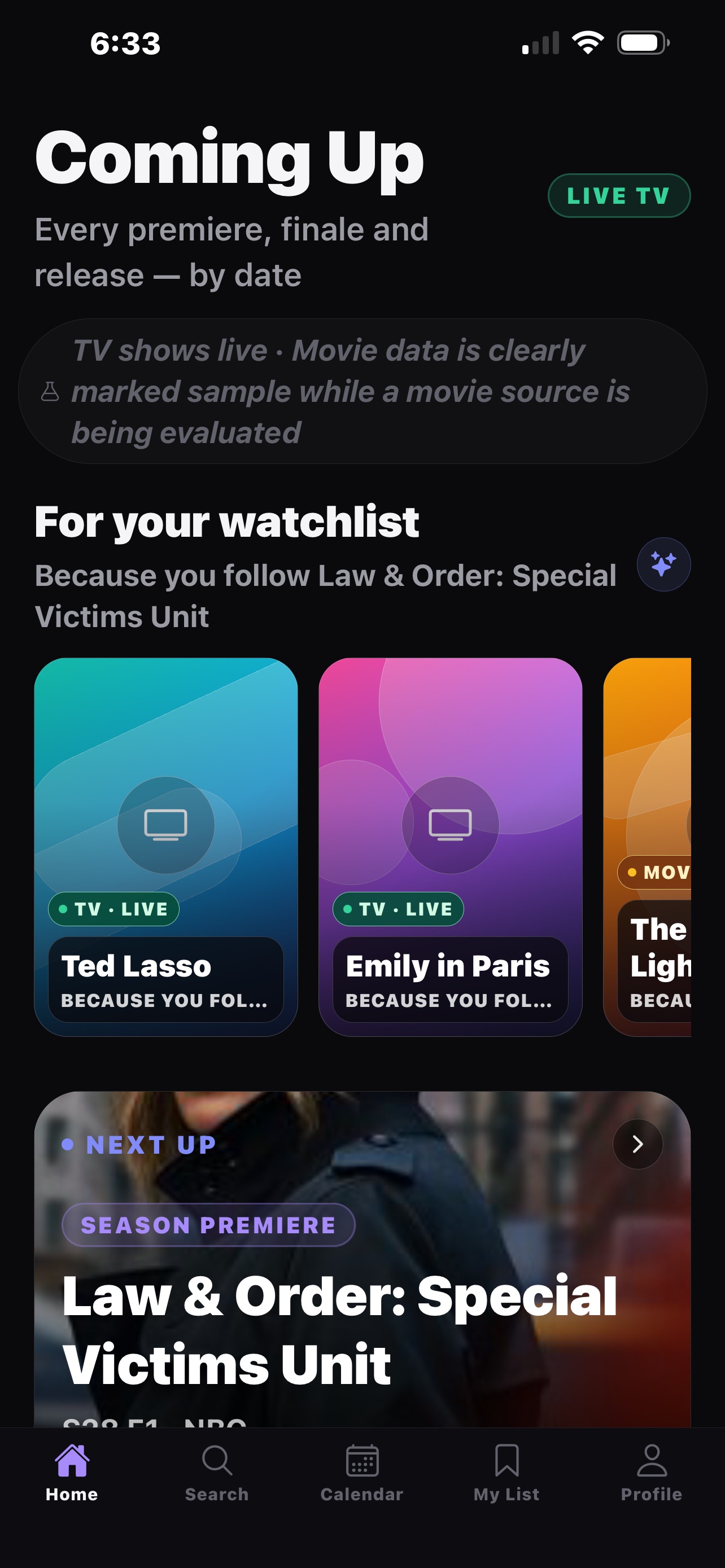 Screenshot 1 of Watchlist Calendar