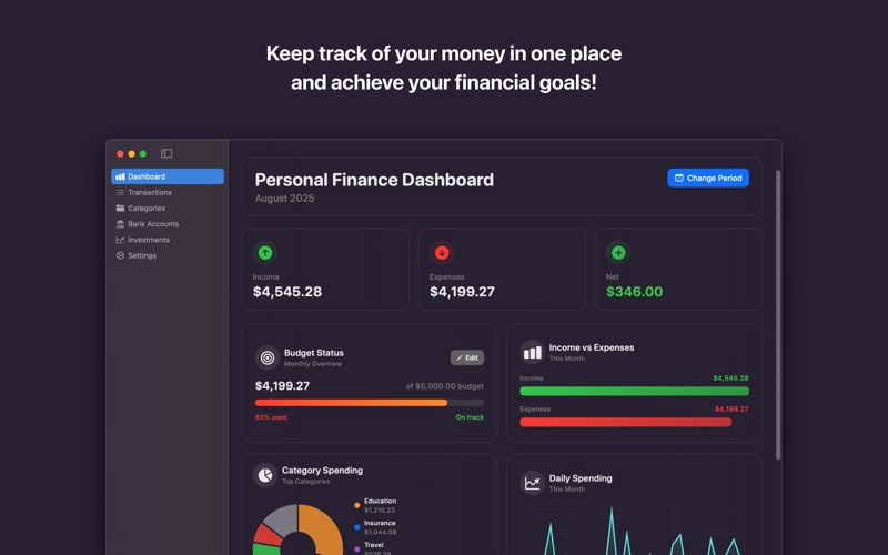 Personal Finance Dashboard app screenshot