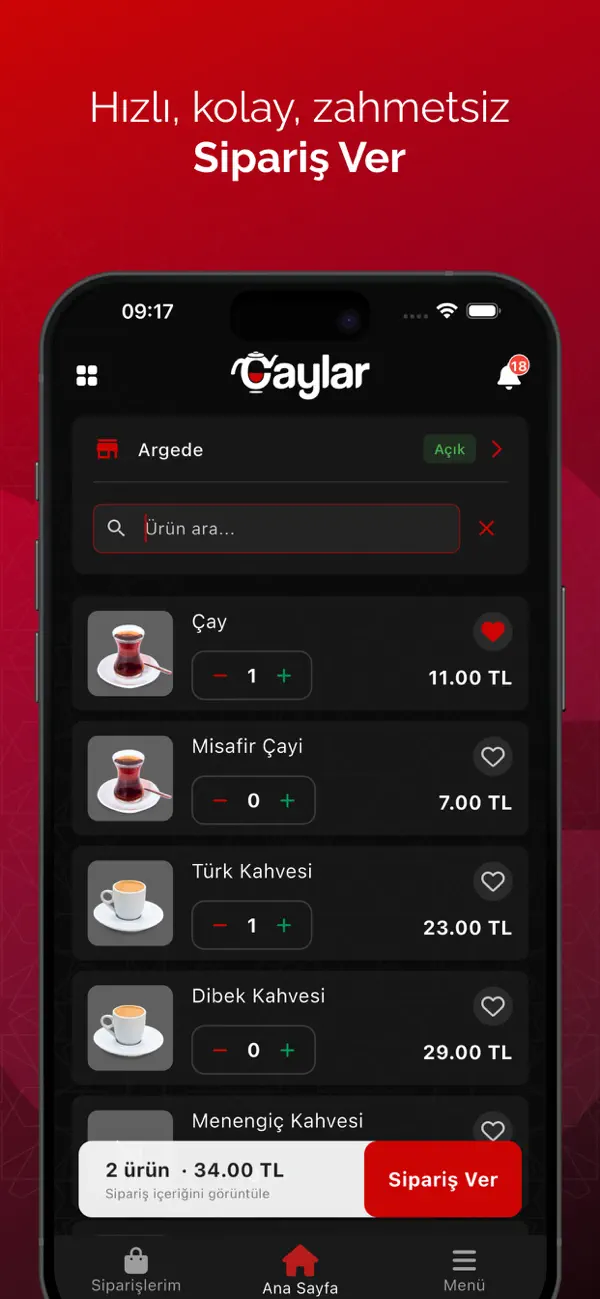Screenshot #1 pour Çay Sipariş Uygulaması
