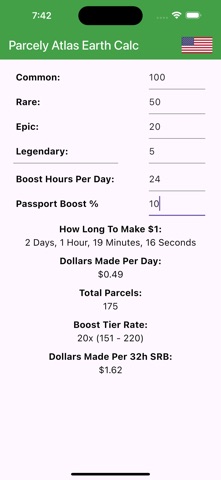 Parcely AE Calculator screenshot